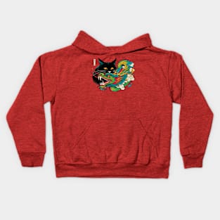 Horror Black Cat Bites Dragon Kids Hoodie